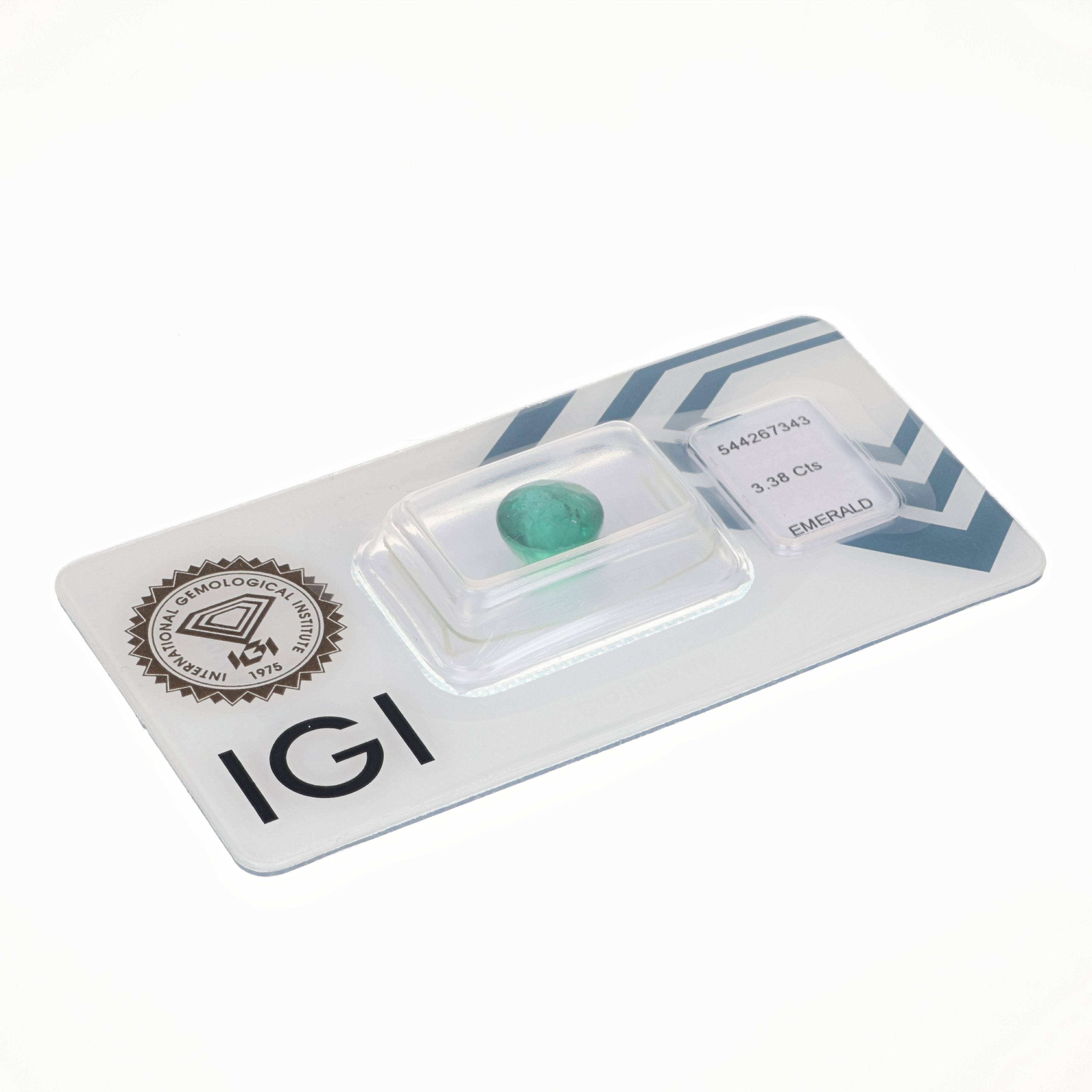 1 pcs Verde Smeraldo - 3.38 ct - Istituto Gemmologico Italiano (IGI)