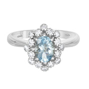 Anello - 18 carati Oro bianco - 0.99ct. tw. Acquamarina - Diamante