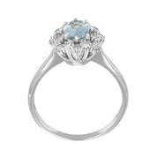 Anello - 18 carati Oro bianco - 0.99ct. tw. Acquamarina - Diamante