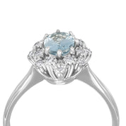 Anello - 18 carati Oro bianco - 0.99ct. tw. Acquamarina - Diamante