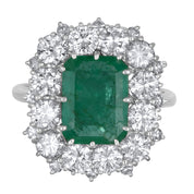 Anello - 18 carati Oro bianco - 4.66ct. tw. Smeraldo - Diamante