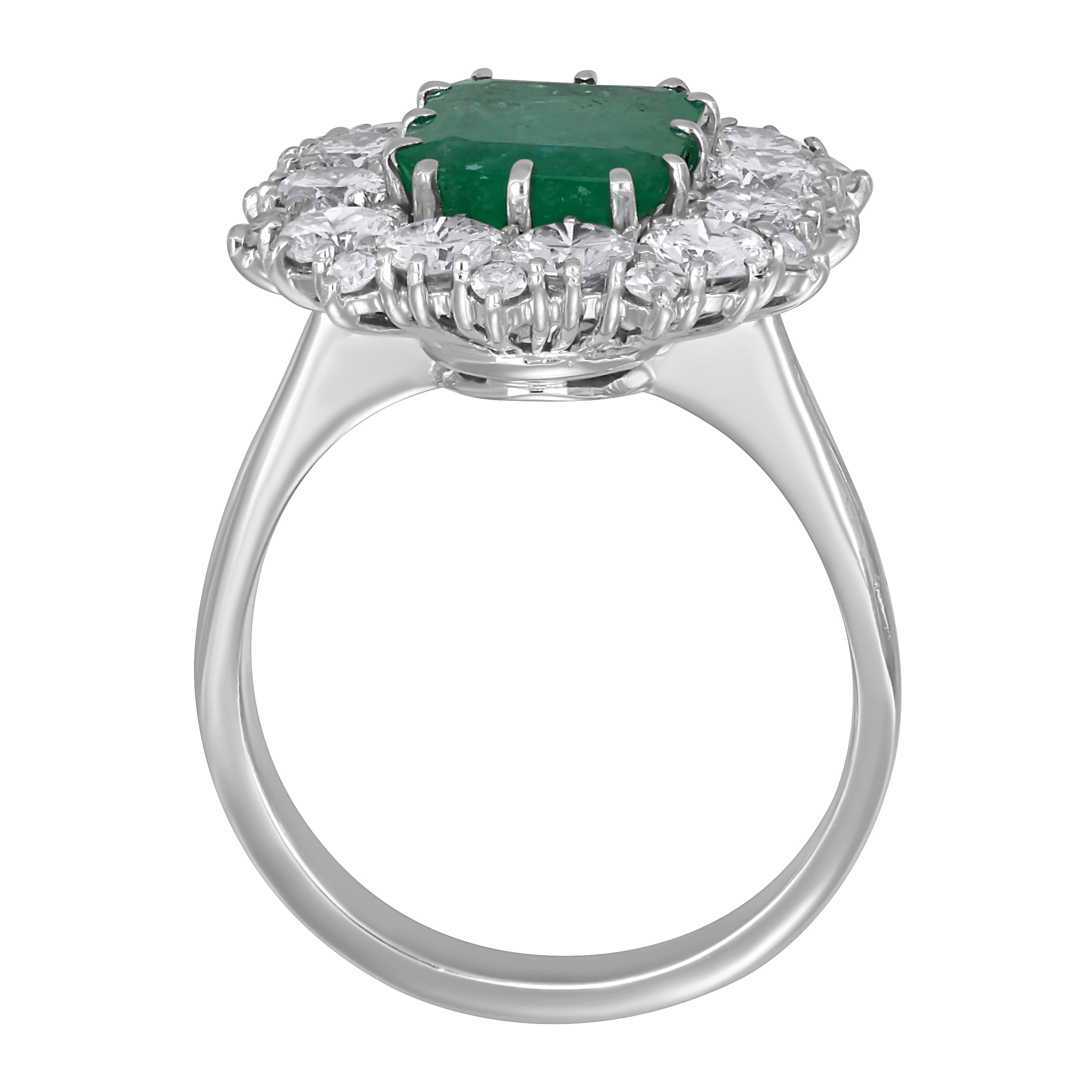 Anello - 18 carati Oro bianco - 4.66ct. tw. Smeraldo - Diamante