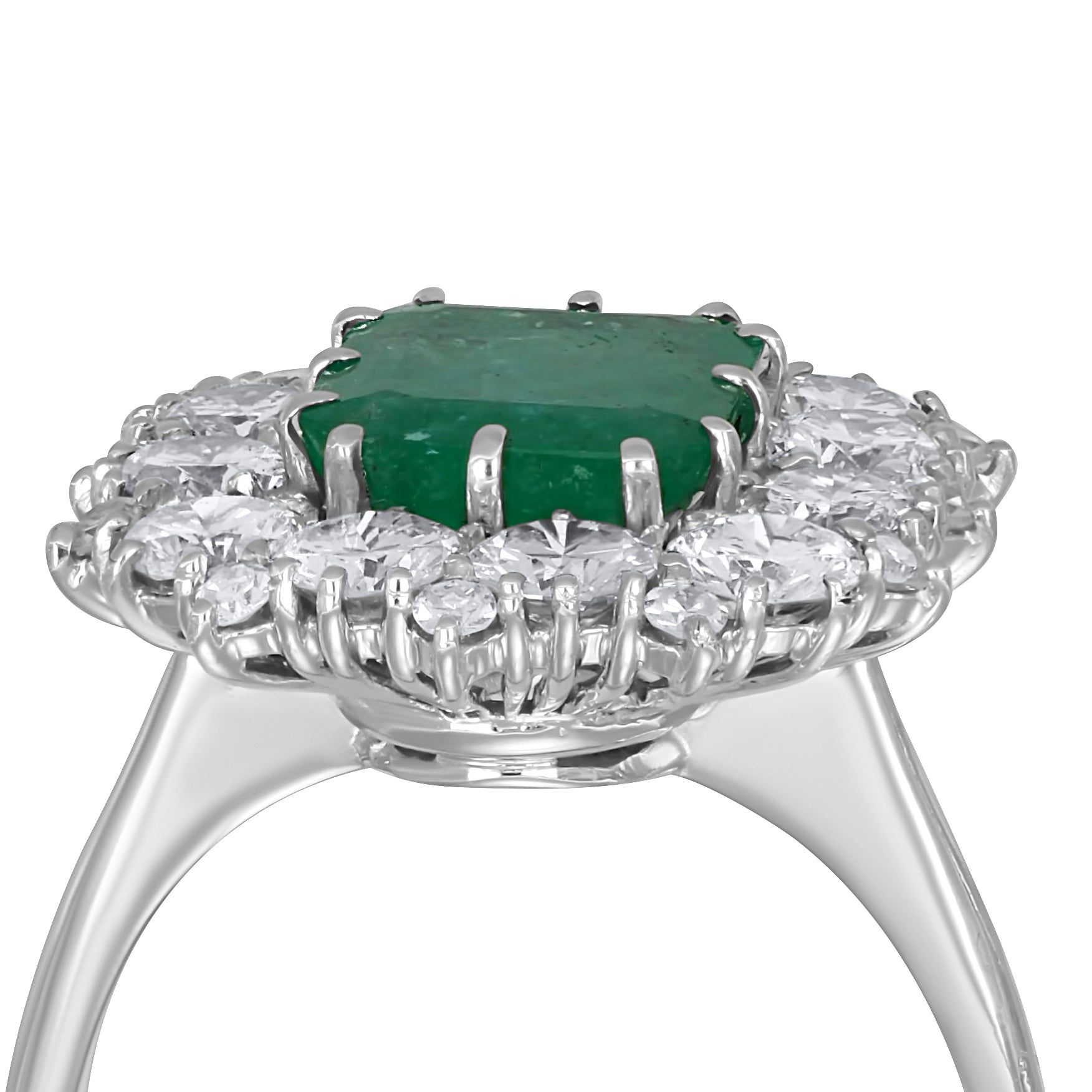 Anello - 18 carati Oro bianco - 4.66ct. tw. Smeraldo - Diamante