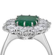 Anello - 18 carati Oro bianco - 4.66ct. tw. Smeraldo - Diamante