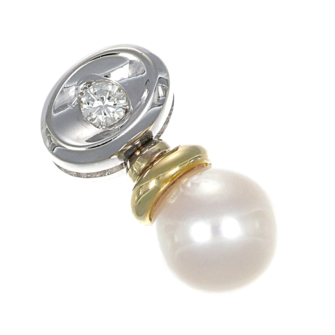 Ciondolo - 18 carati Oro bianco, Oro giallo - 0.05ct. tw. Diamante (Naturale) - Perla