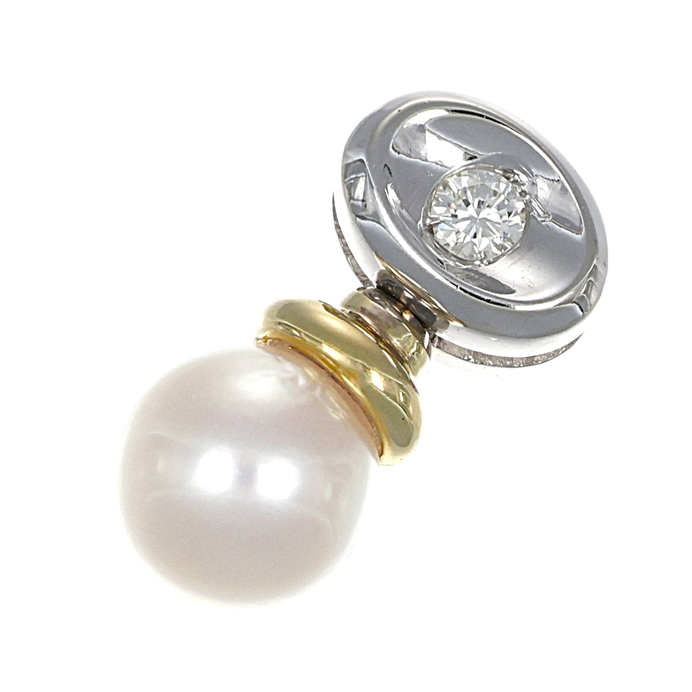 Ciondolo - 18 carati Oro bianco, Oro giallo - 0.05ct. tw. Diamante (Naturale) - Perla