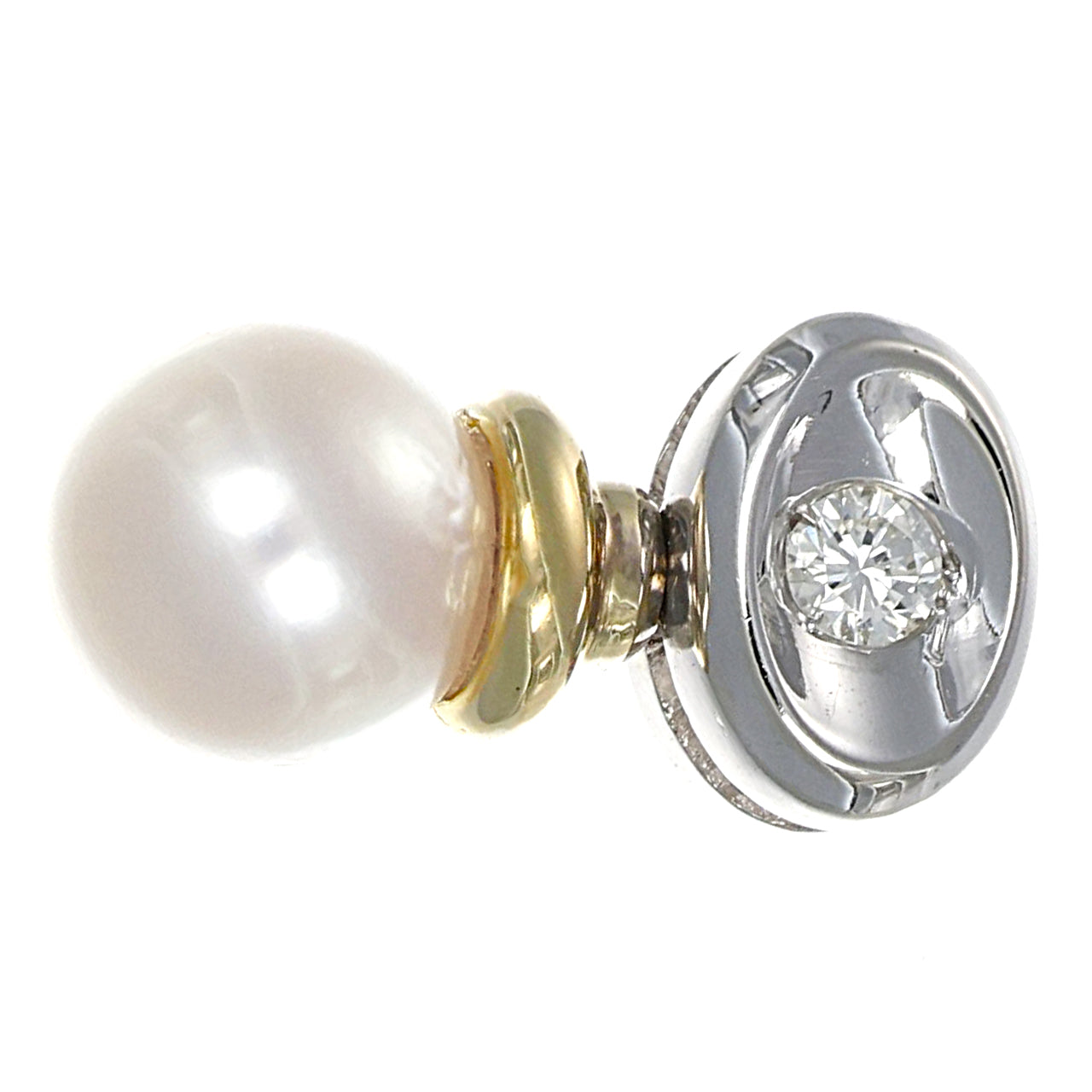 Ciondolo - 18 carati Oro bianco, Oro giallo - 0.05ct. tw. Diamante (Naturale) - Perla