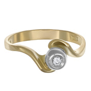 Anello - 18 carati Oro bianco, Oro giallo - 0.03ct. tw. Diamante (Naturale)