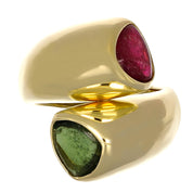 Anello - 18 carati Oro giallo - 3.50ct. tw. Rubino - Tormalina