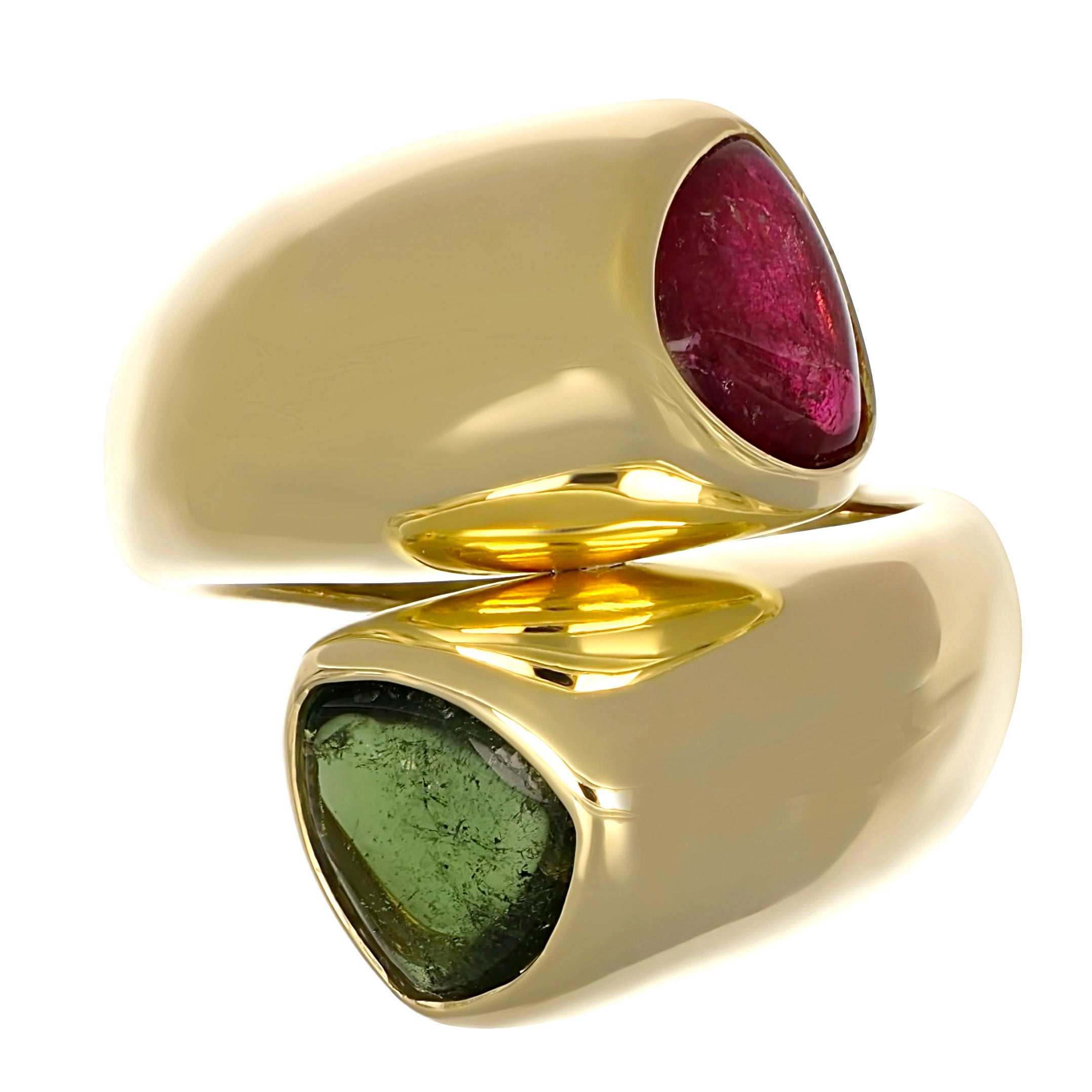 Anello - 18 carati Oro giallo - 3.50ct. tw. Rubino - Tormalina