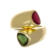 Anello - 18 carati Oro giallo - 3.50ct. tw. Rubino - Tormalina