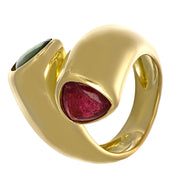 Anello - 18 carati Oro giallo - 3.50ct. tw. Rubino - Tormalina