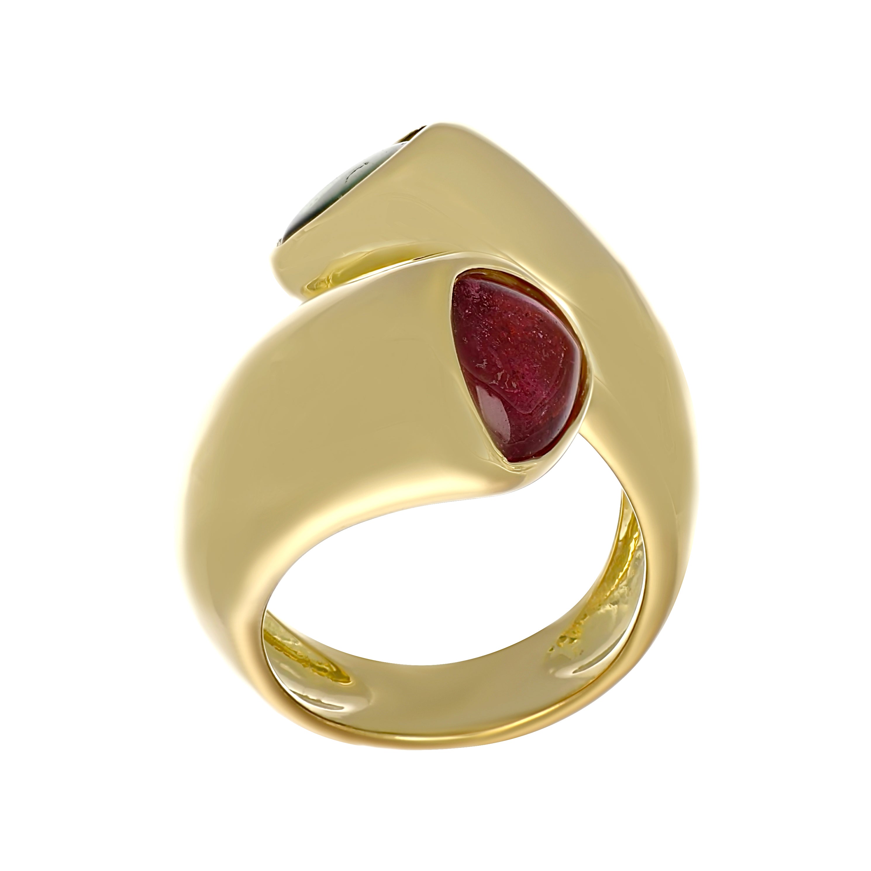 Anello - 18 carati Oro giallo - 3.50ct. tw. Rubino - Tormalina