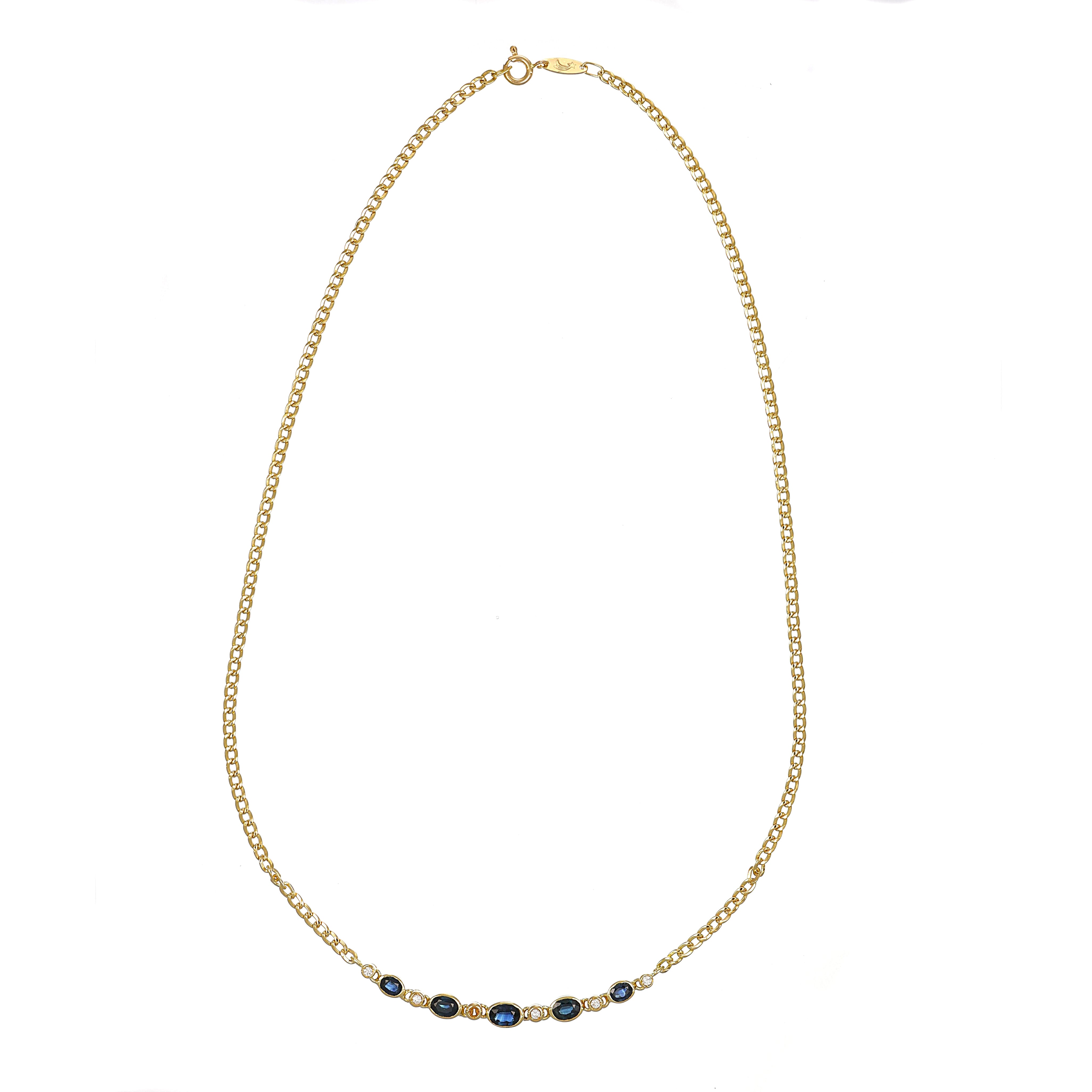 Collana con ciondolo - 18 carati Oro giallo - 1.25ct. tw. Zaffiro - Diamante