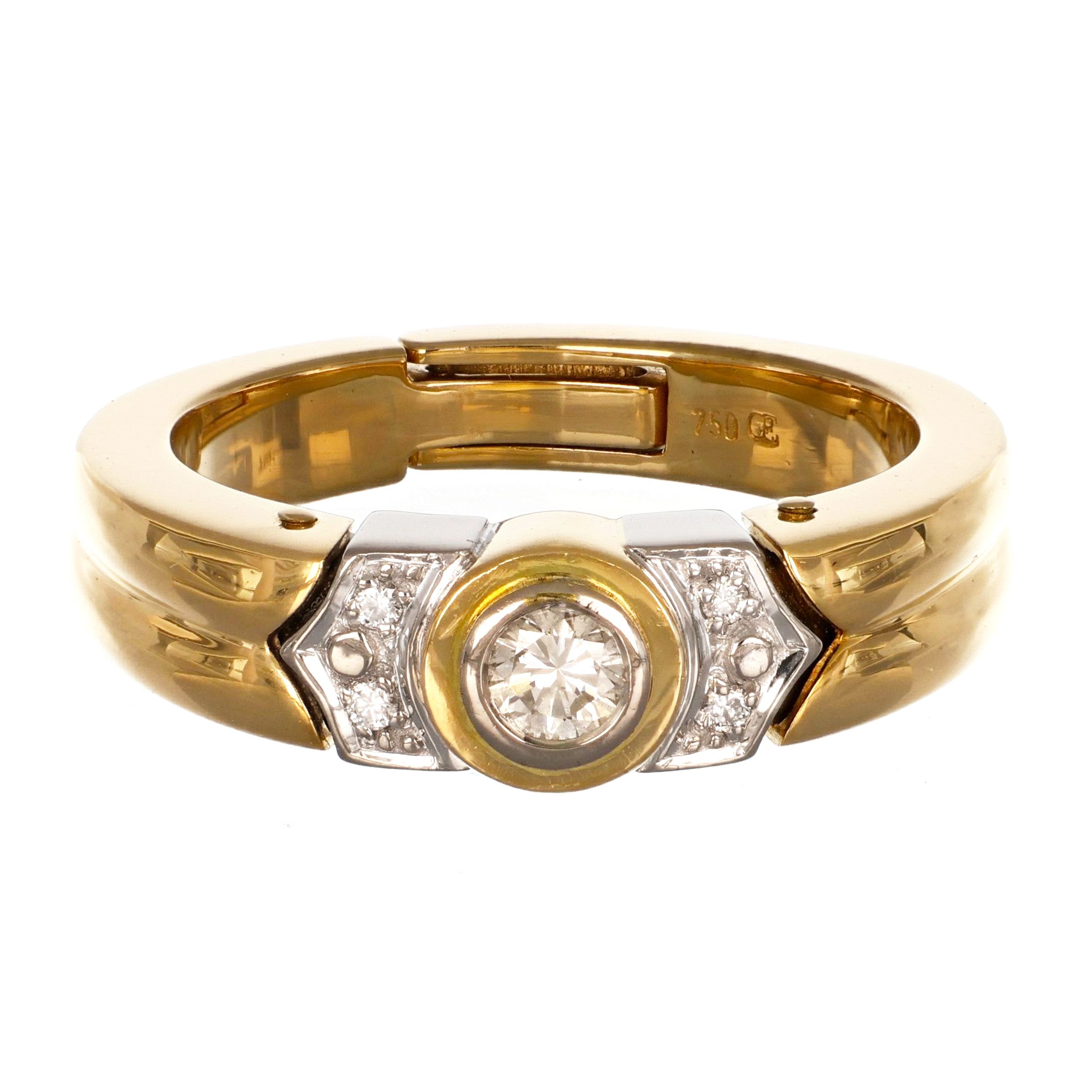 Anello - 18 carati Oro bianco, Oro giallo - 0.19ct. tw. Diamante (Naturale)