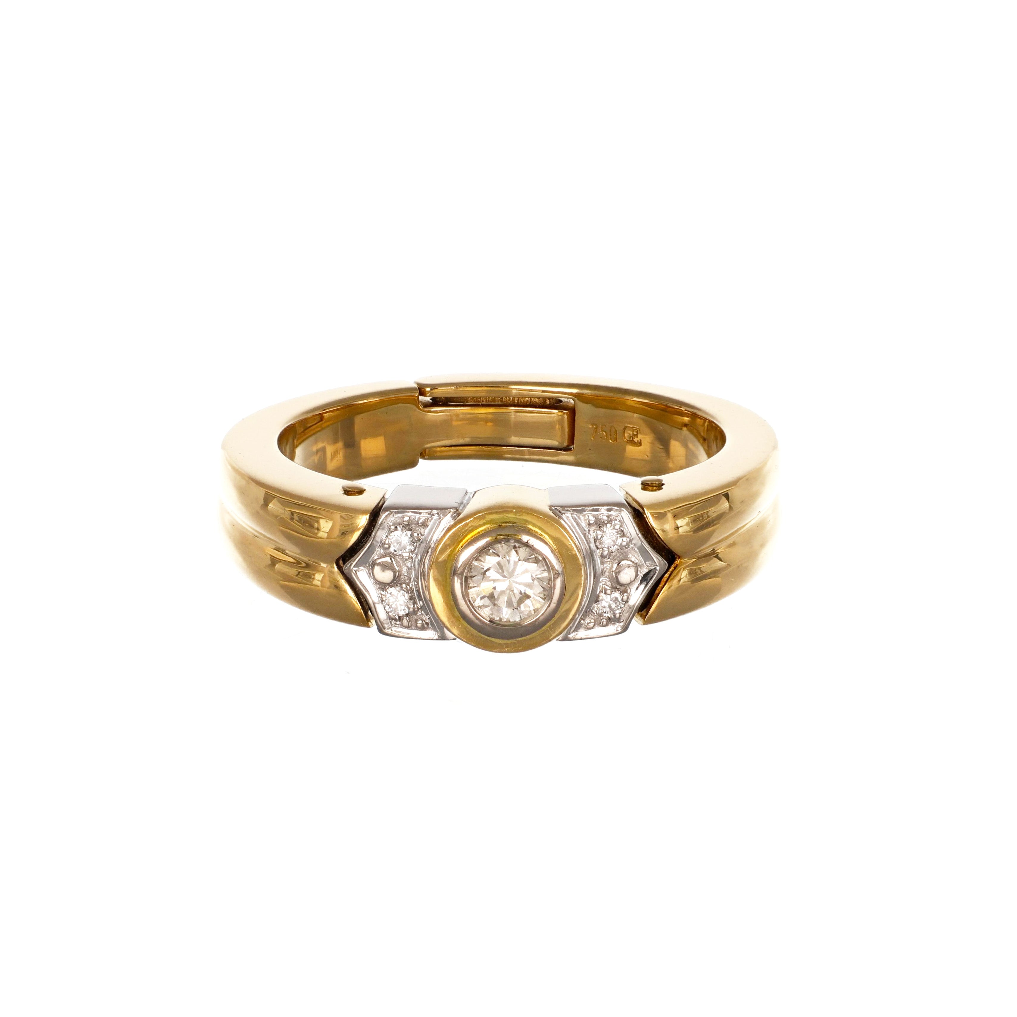 Anello - 18 carati Oro bianco, Oro giallo - 0.19ct. tw. Diamante (Naturale)