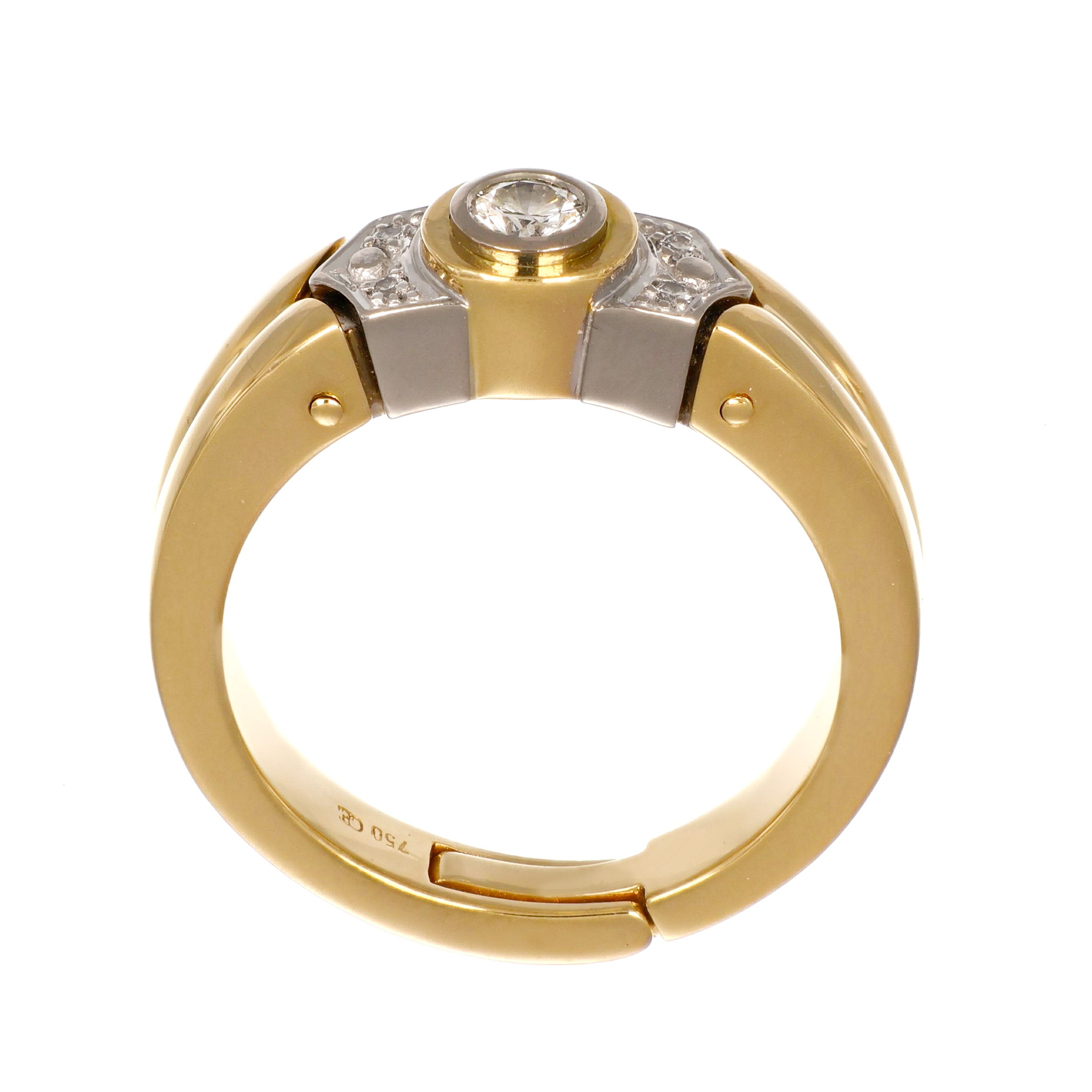 Anello - 18 carati Oro bianco, Oro giallo - 0.19ct. tw. Diamante (Naturale)