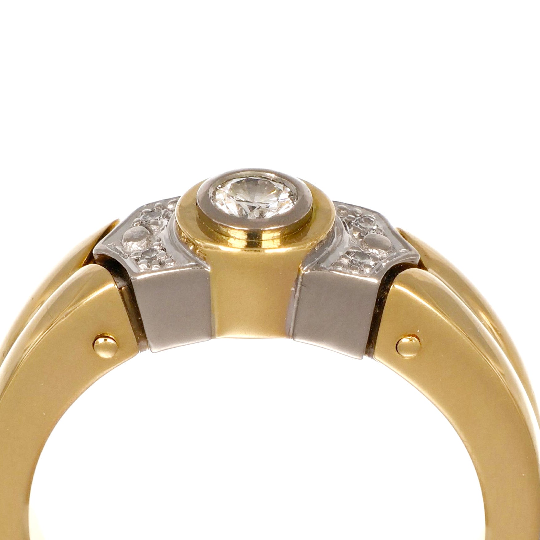 Anello - 18 carati Oro bianco, Oro giallo - 0.19ct. tw. Diamante (Naturale)