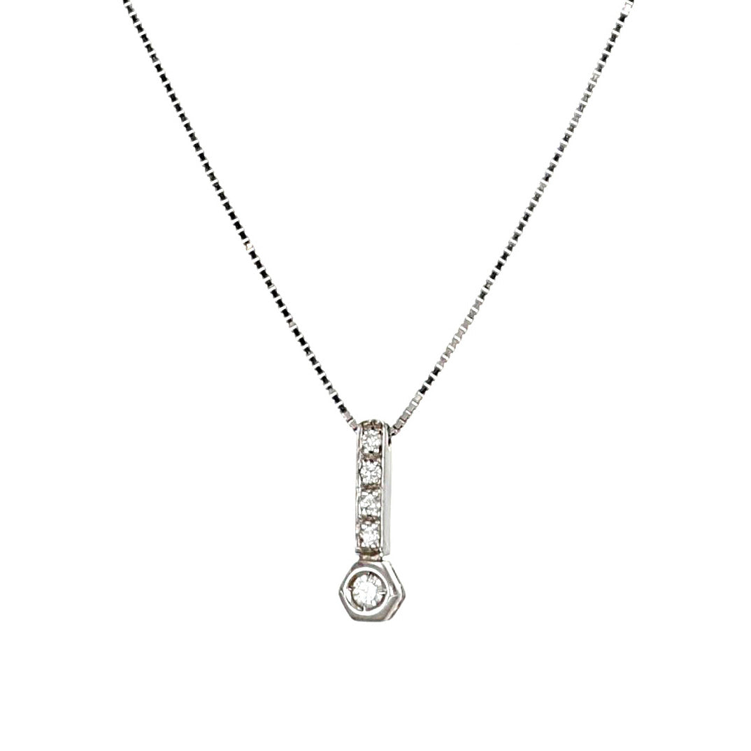 Collana con ciondolo - 18 carati Oro bianco - 0.10ct. tw. Diamante (Naturale)