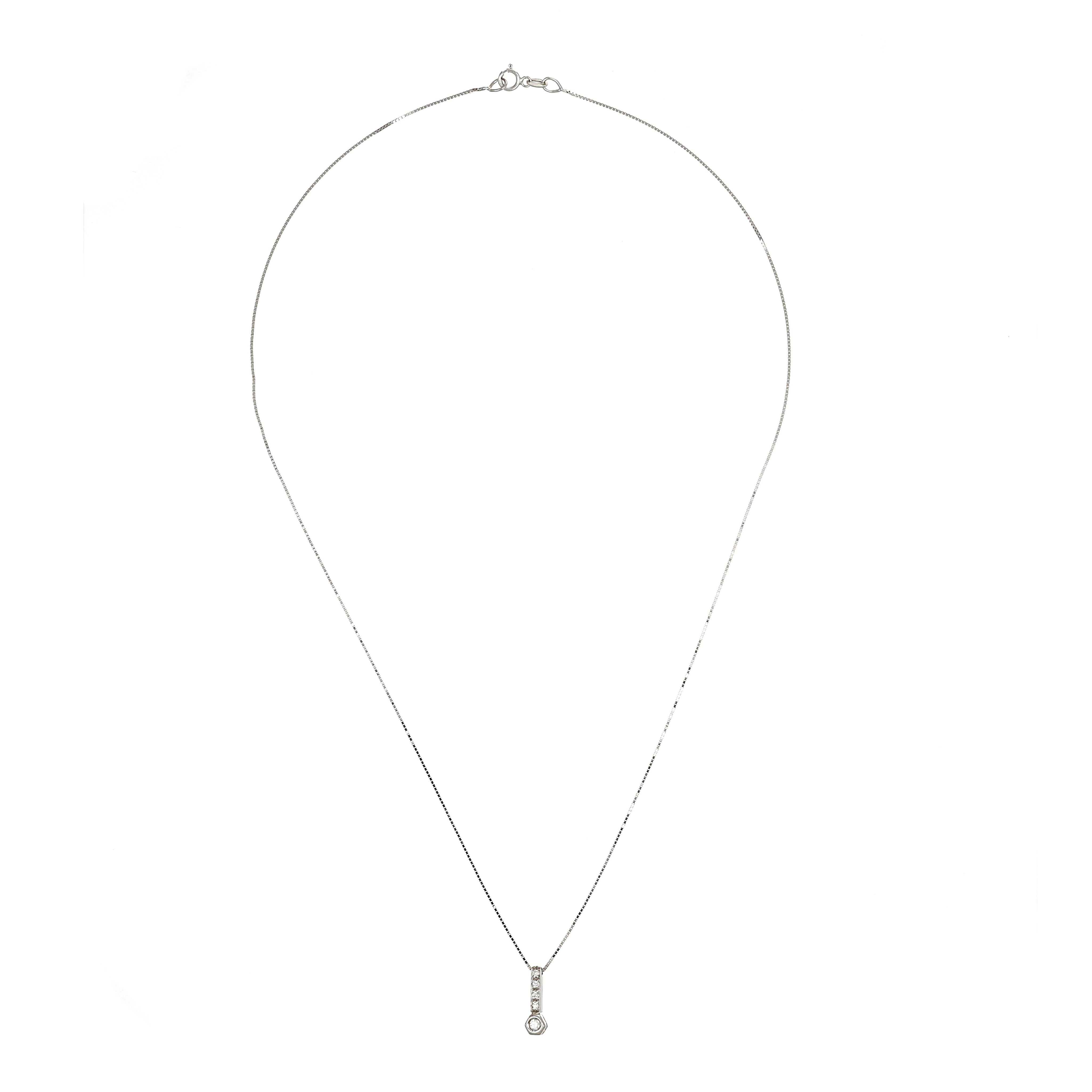Collana con ciondolo - 18 carati Oro bianco - 0.10ct. tw. Diamante (Naturale)