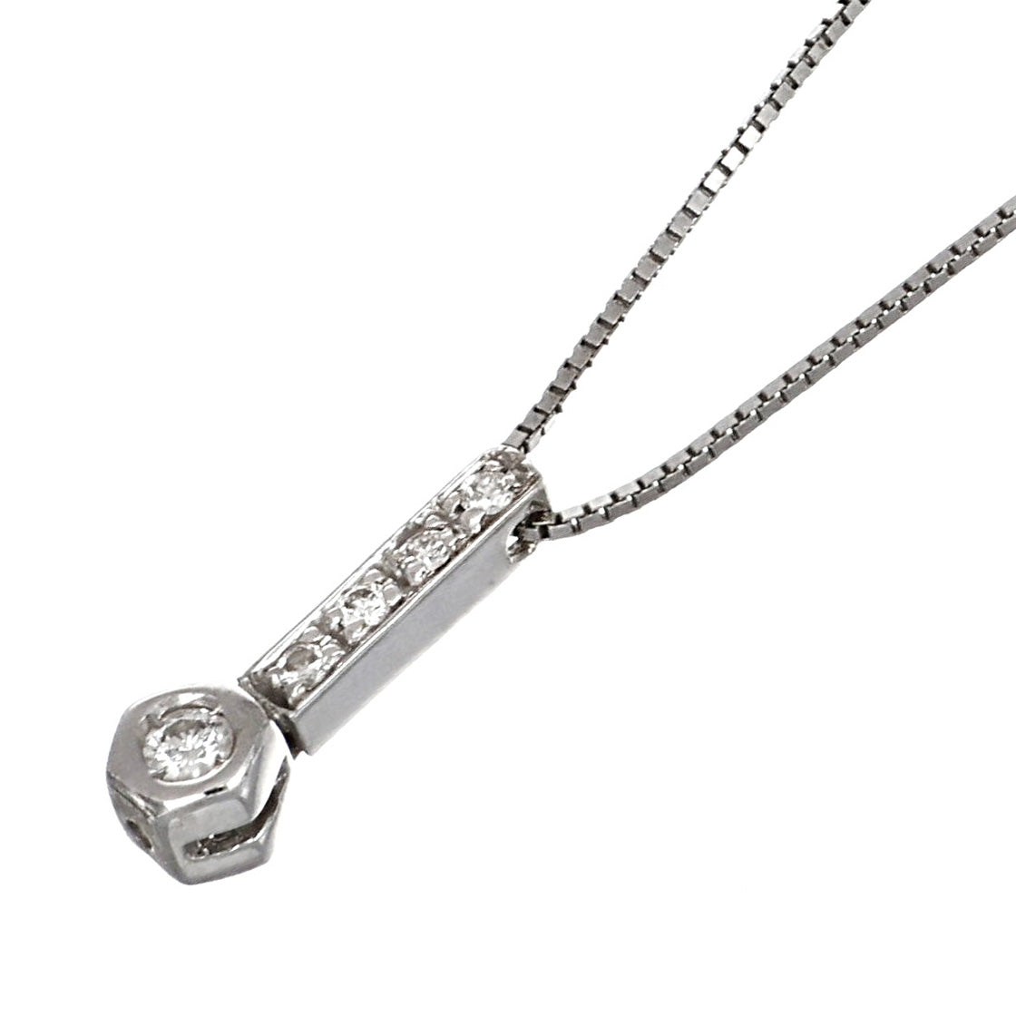 Collana con ciondolo - 18 carati Oro bianco - 0.10ct. tw. Diamante (Naturale)