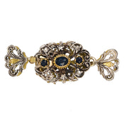 Chiusura in Oro giallo 18 carati e Argento 800 - Zaffiri Diamanti