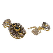 Chiusura in Oro giallo 18 carati e Argento 800 - Zaffiri Diamanti