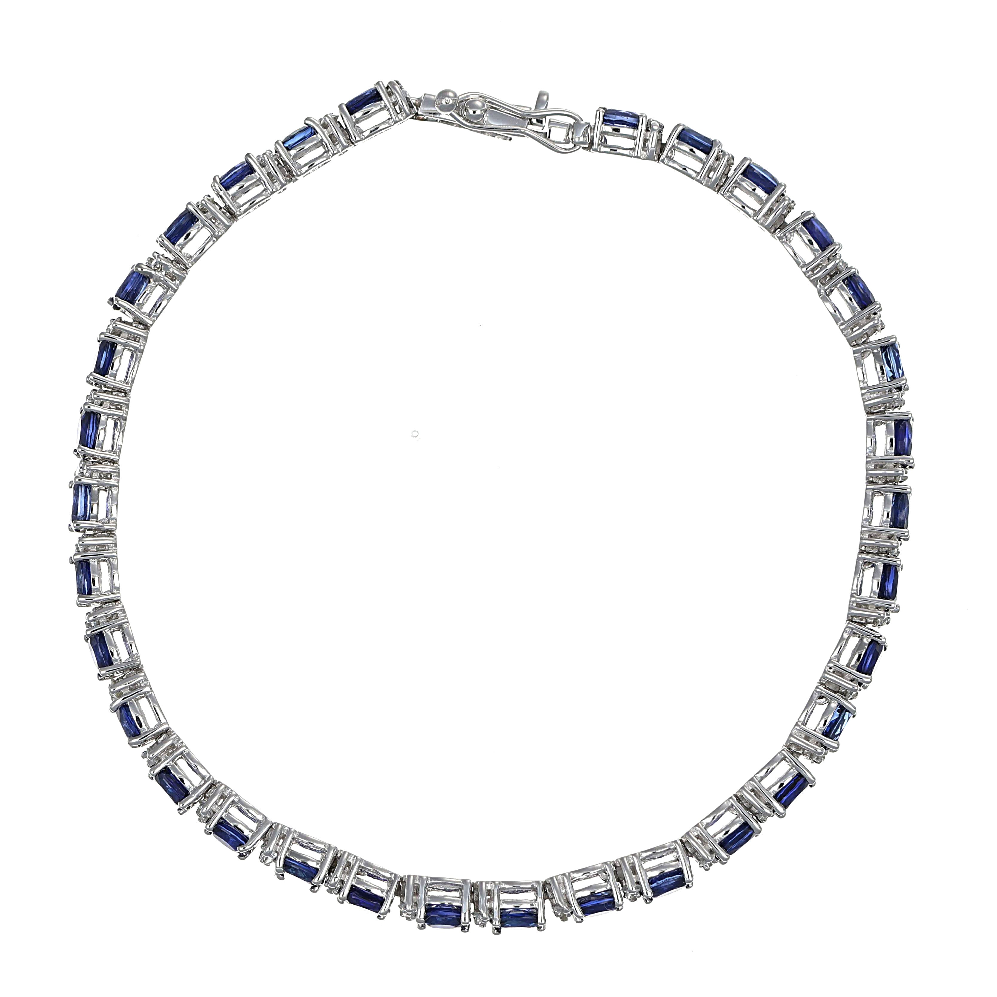 Bracciale - 18 carati Oro bianco - 7.70ct. tw. Zaffiro - Diamante