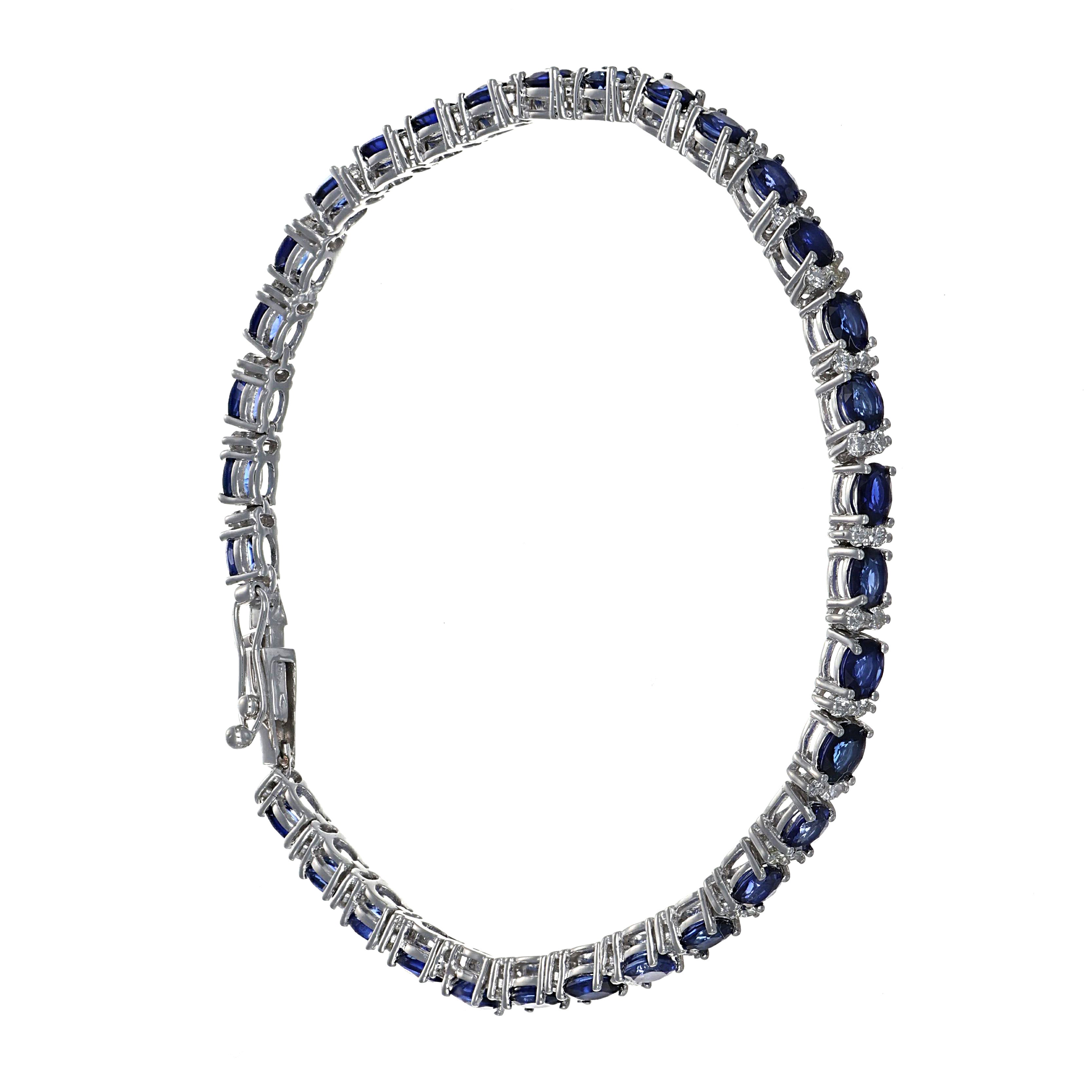 Bracciale - 18 carati Oro bianco - 7.70ct. tw. Zaffiro - Diamante