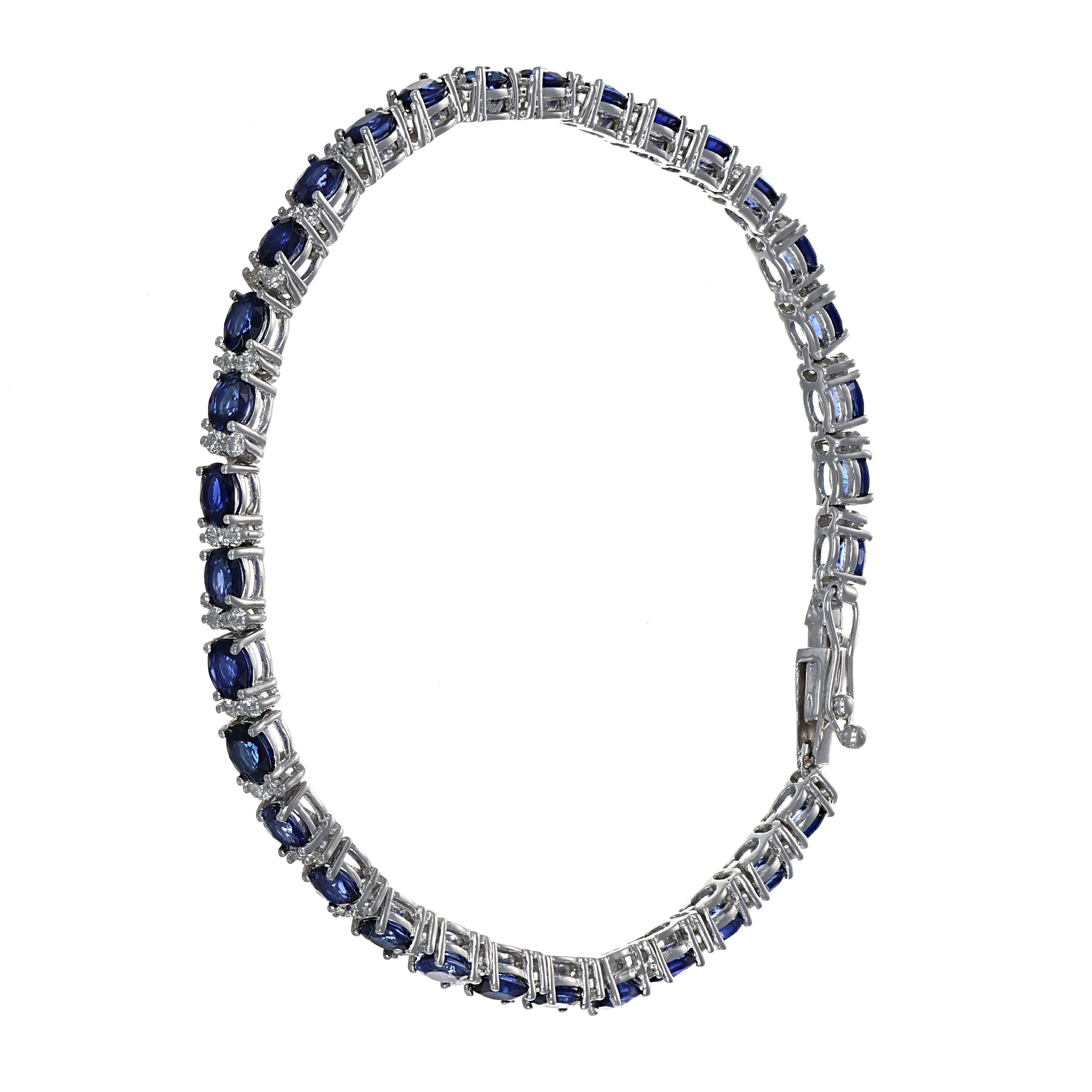 Bracciale - 18 carati Oro bianco - 7.70ct. tw. Zaffiro - Diamante