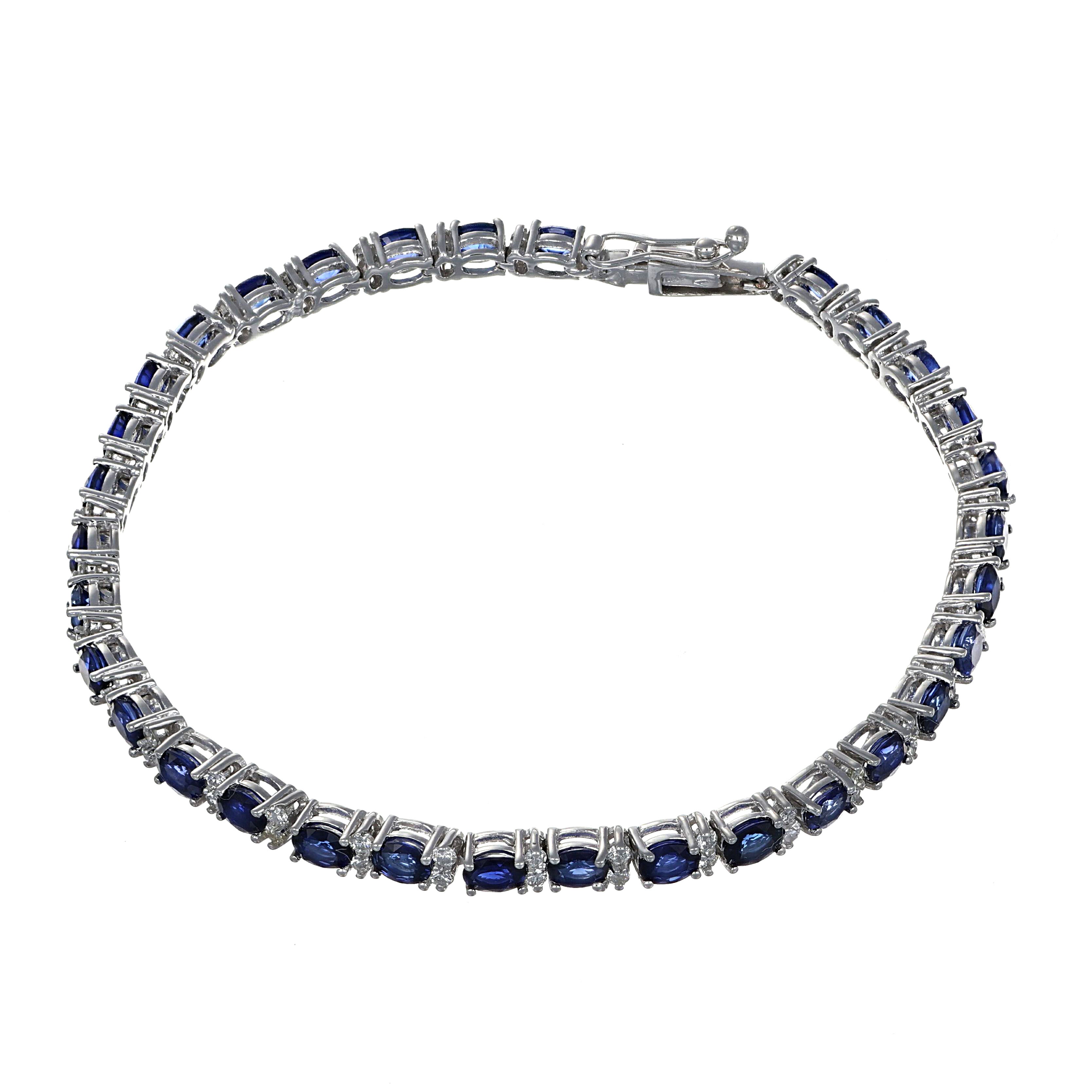 Bracciale - 18 carati Oro bianco - 7.70ct. tw. Zaffiro - Diamante