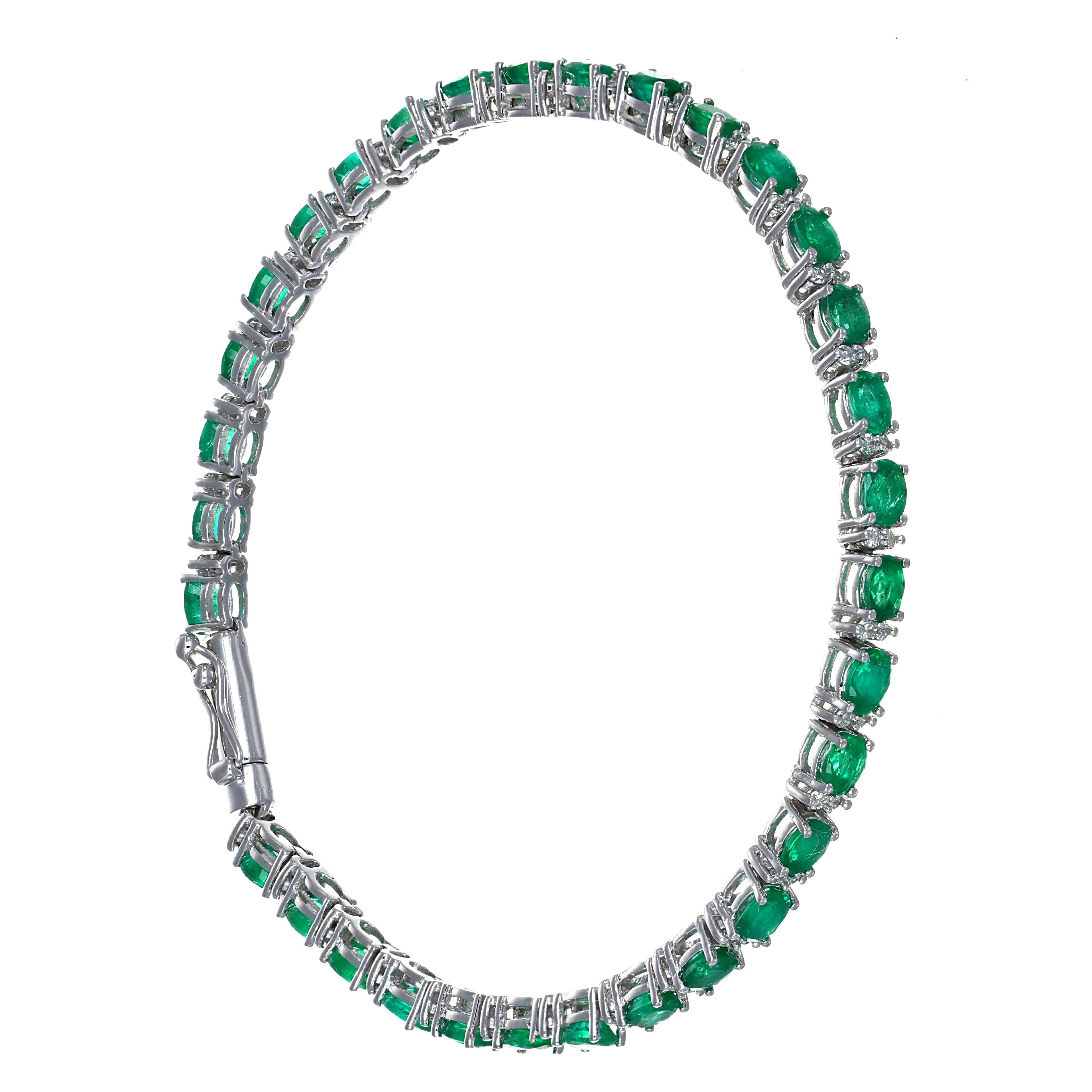 Bracciale - 18 carati Oro bianco - 6.80ct. tw. Smeraldo - Diamante