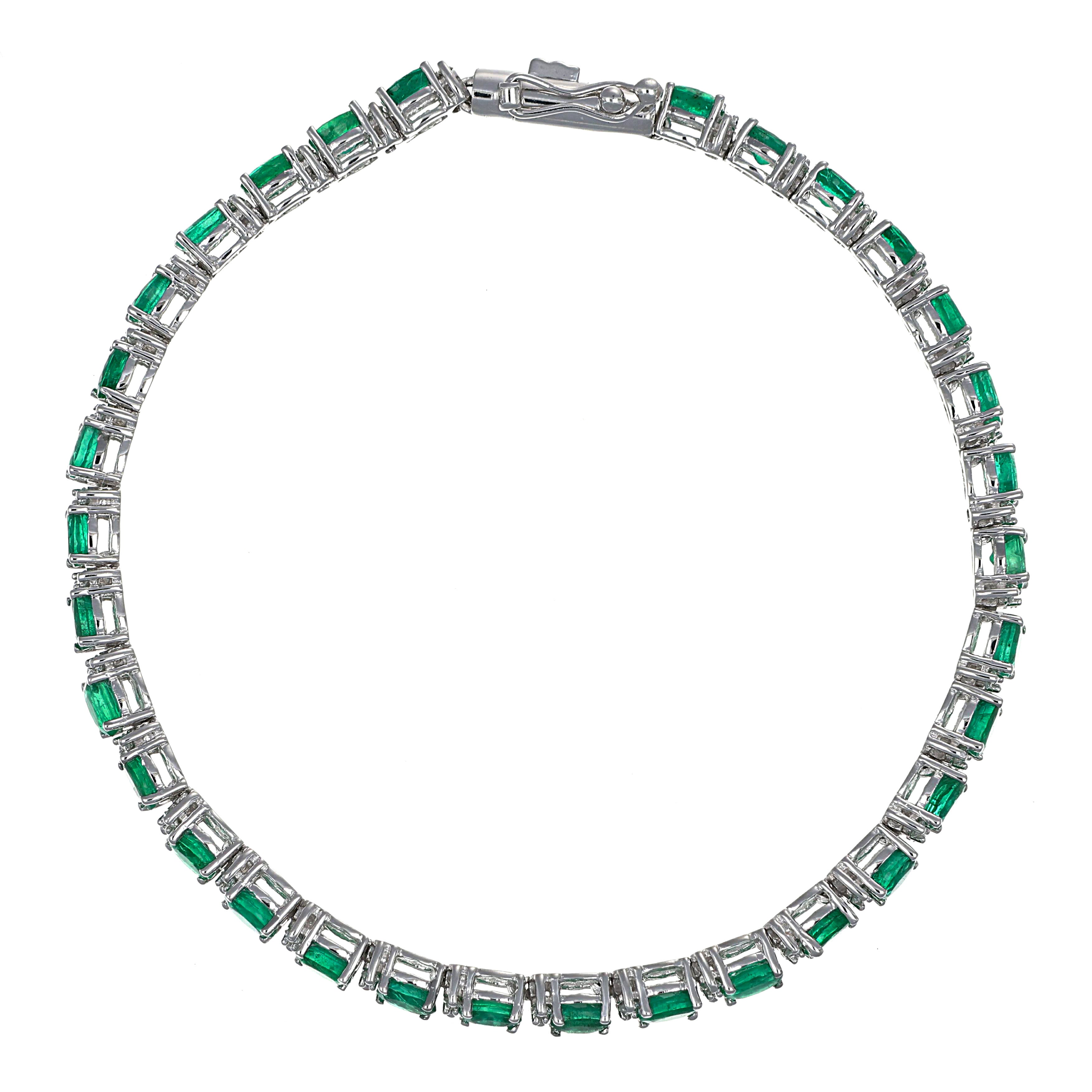 Bracciale - 18 carati Oro bianco - 6.80ct. tw. Smeraldo - Diamante