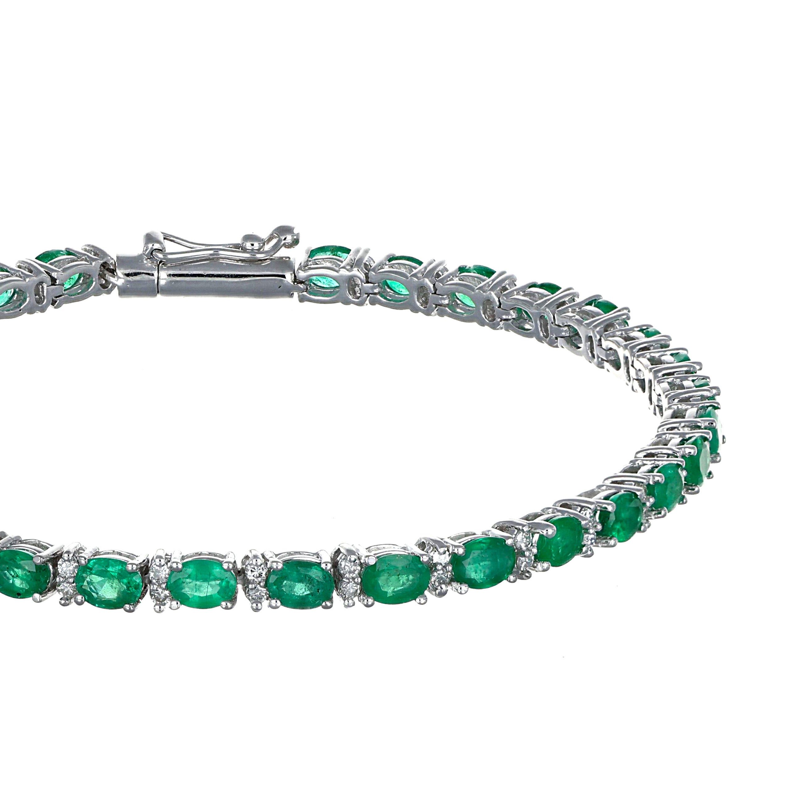 Bracciale - 18 carati Oro bianco - 6.80ct. tw. Smeraldo - Diamante
