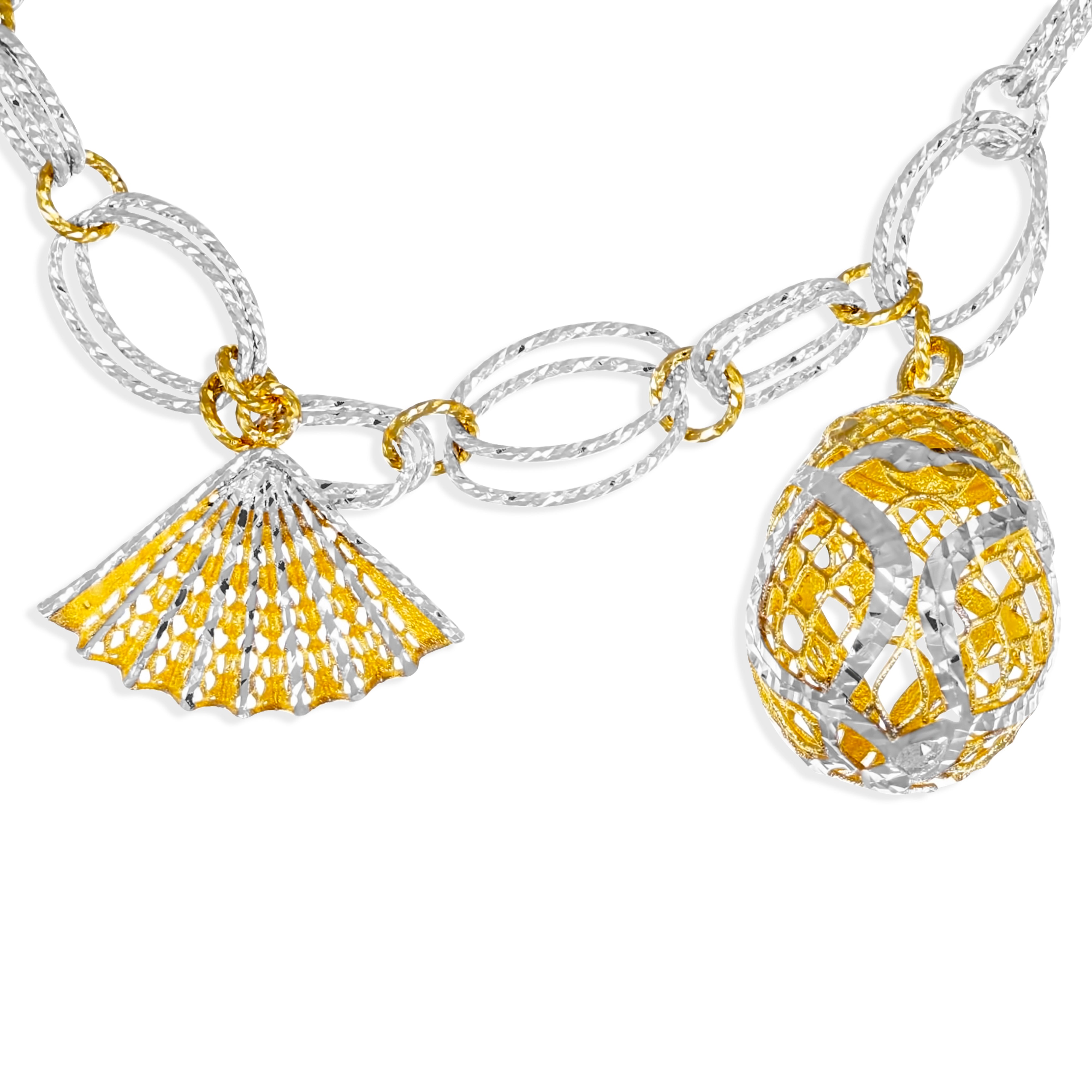 Bracciale con Ciondoli in Oro bianco, Oro giallo 18 carati