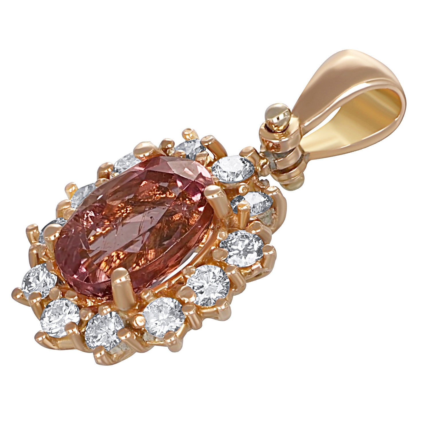 Ciondolo - 18 carati Oro giallo - 1.86ct. tw. Tormalina - Diamante