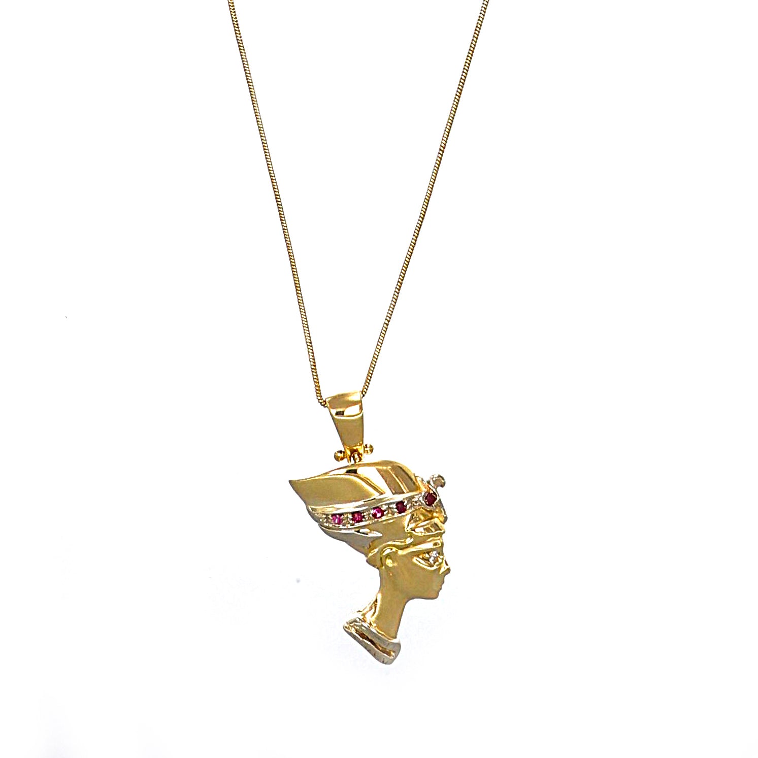 Collana con ciondolo - 18 carati Oro bianco, Oro giallo - 0.09ct. tw. Rubino - Diamante