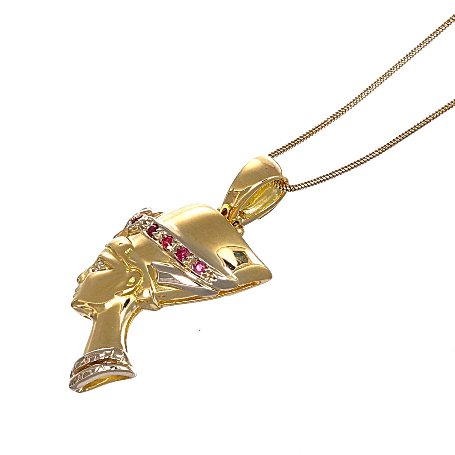 Collana con ciondolo - 18 carati Oro bianco, Oro giallo - 0.09ct. tw. Rubino - Diamante