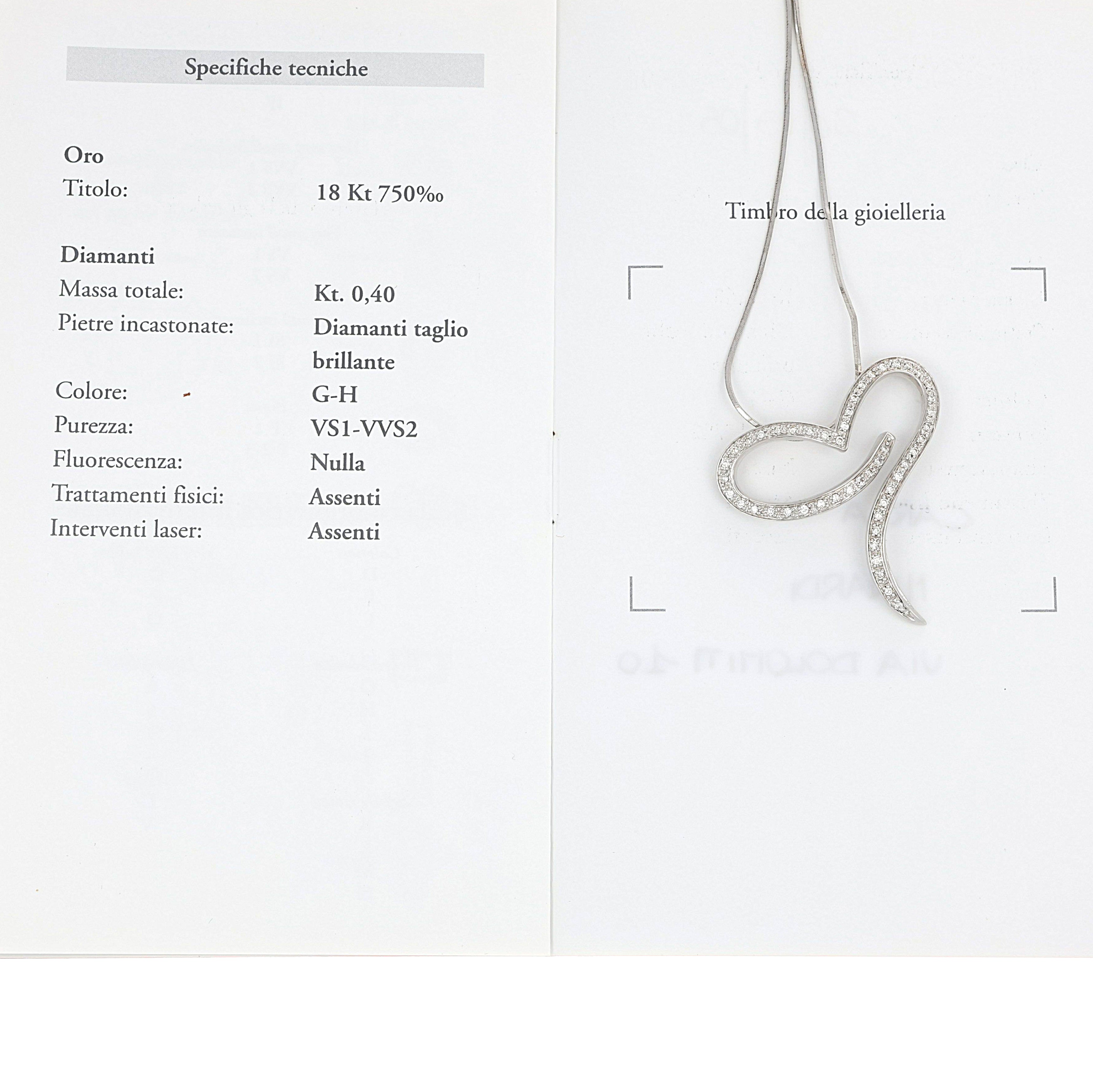 Collana con ciondolo - 18 carati Oro bianco - 0.40ct. tw. Diamante (Naturale)