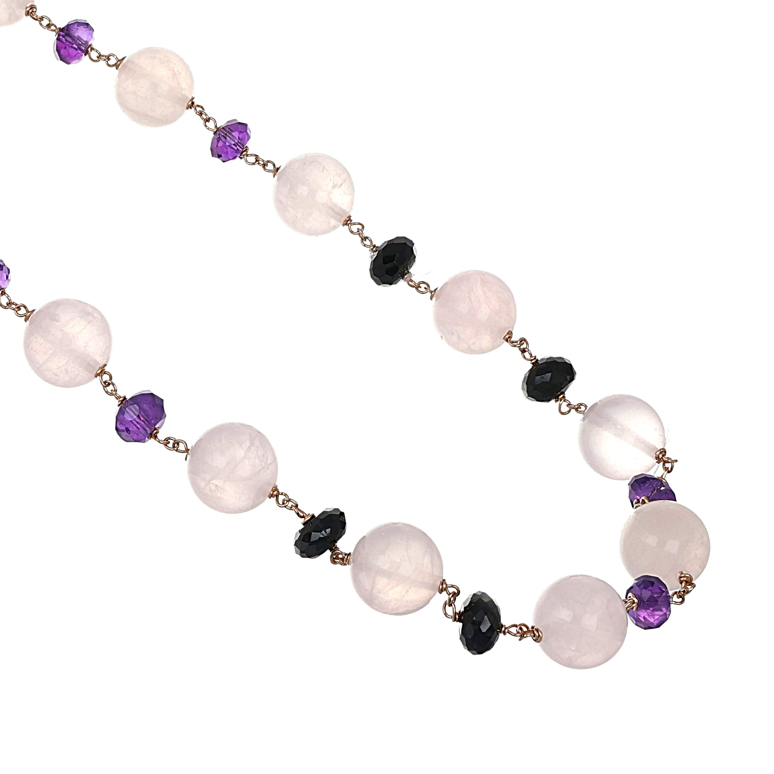 Collana - 18 carati Oro giallo, Quarzi Rosa - Spinello - Ametista