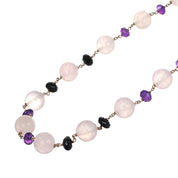 Collana - 18 carati Oro giallo, Quarzi Rosa - Spinello - Ametista