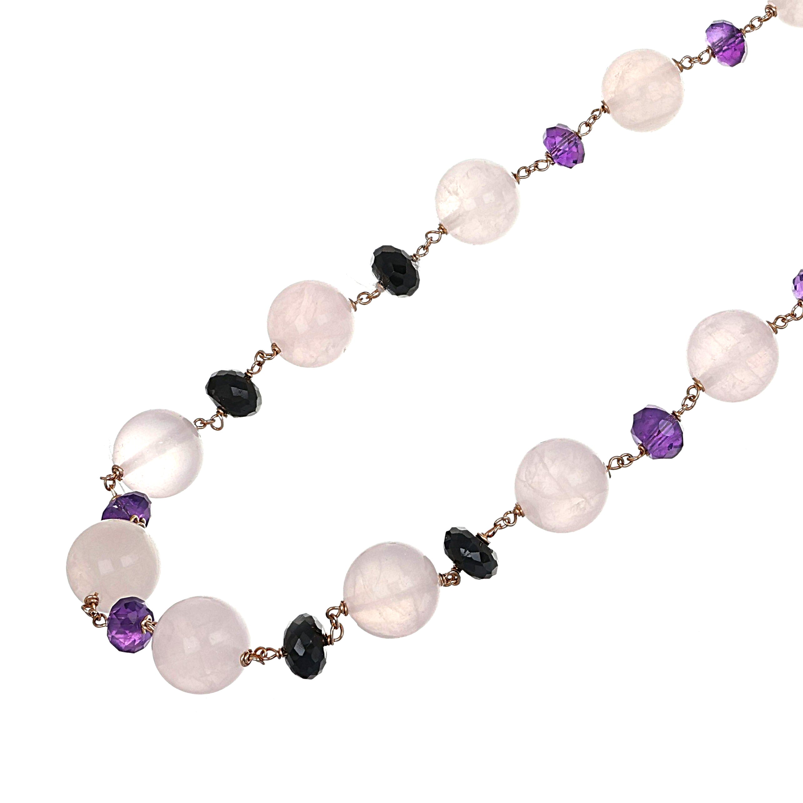 Collana - 18 carati Oro giallo, Quarzi Rosa - Spinello - Ametista