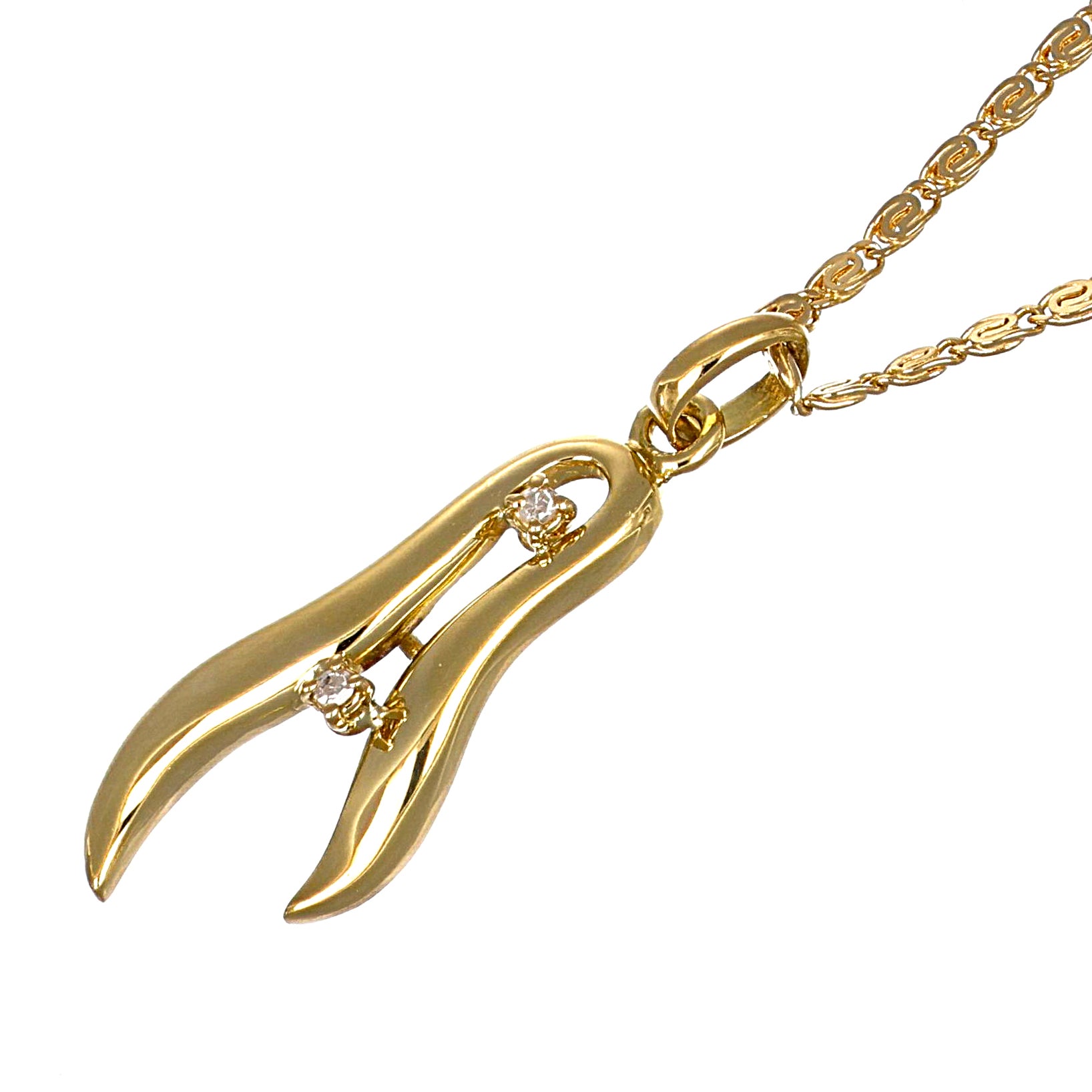 Collana con ciondolo - 18 carati Oro giallo - 0.05ct. tw. Diamante (Naturale)