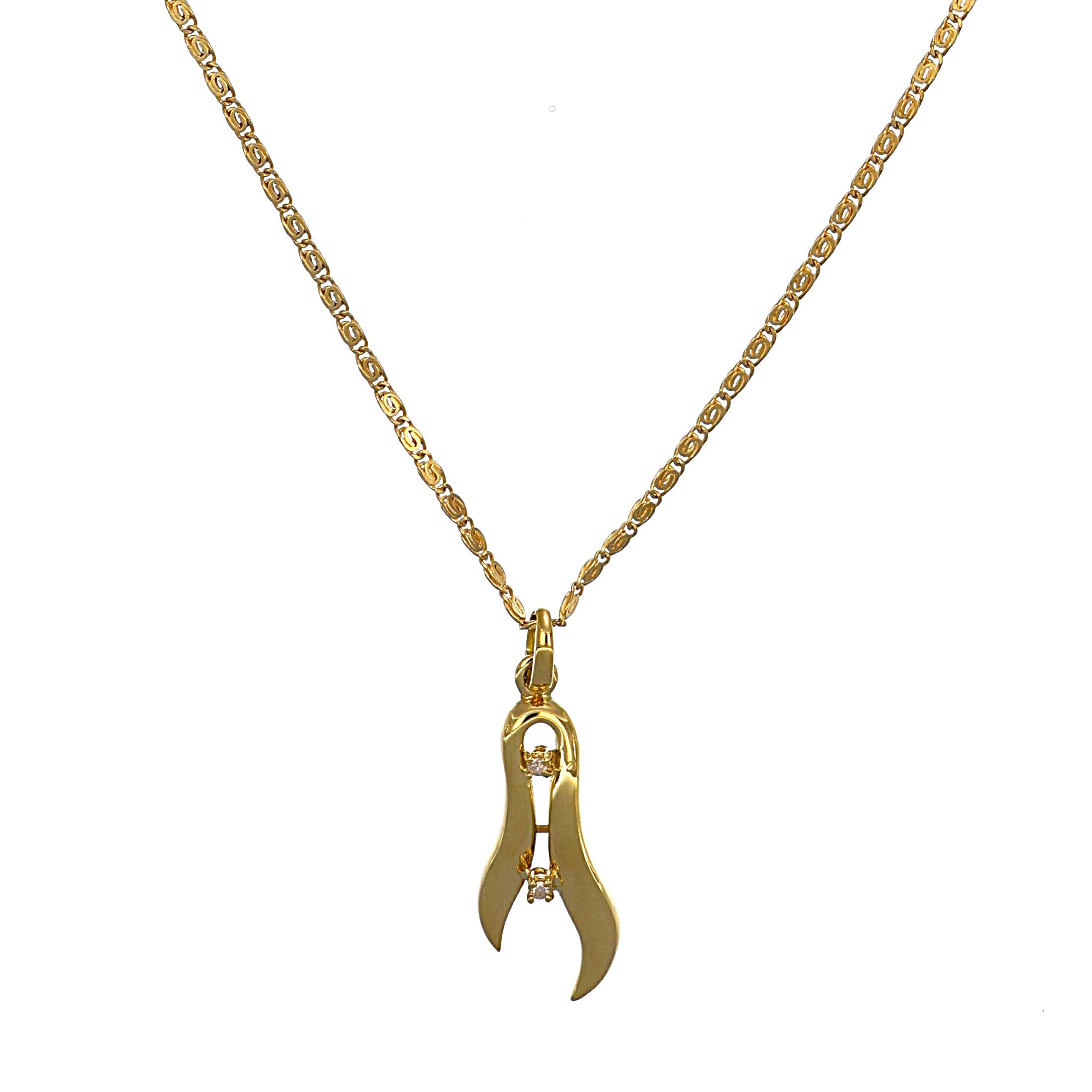 Collana con ciondolo - 18 carati Oro giallo - 0.05ct. tw. Diamante (Naturale)