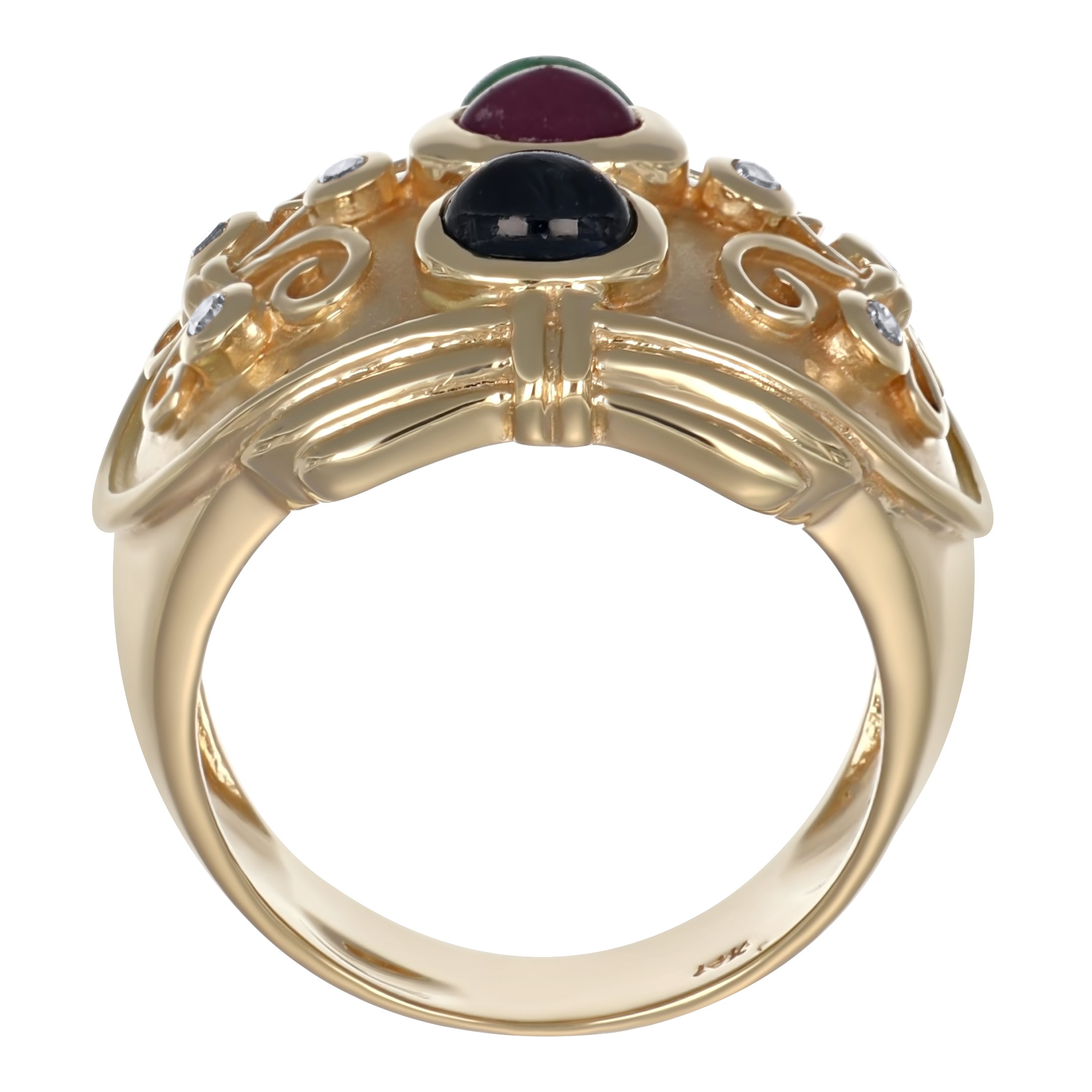 Anello - 14 carati Oro giallo, Zaffiro - Rubino - Smeraldo - Diamanti - 1.02ct. tw.