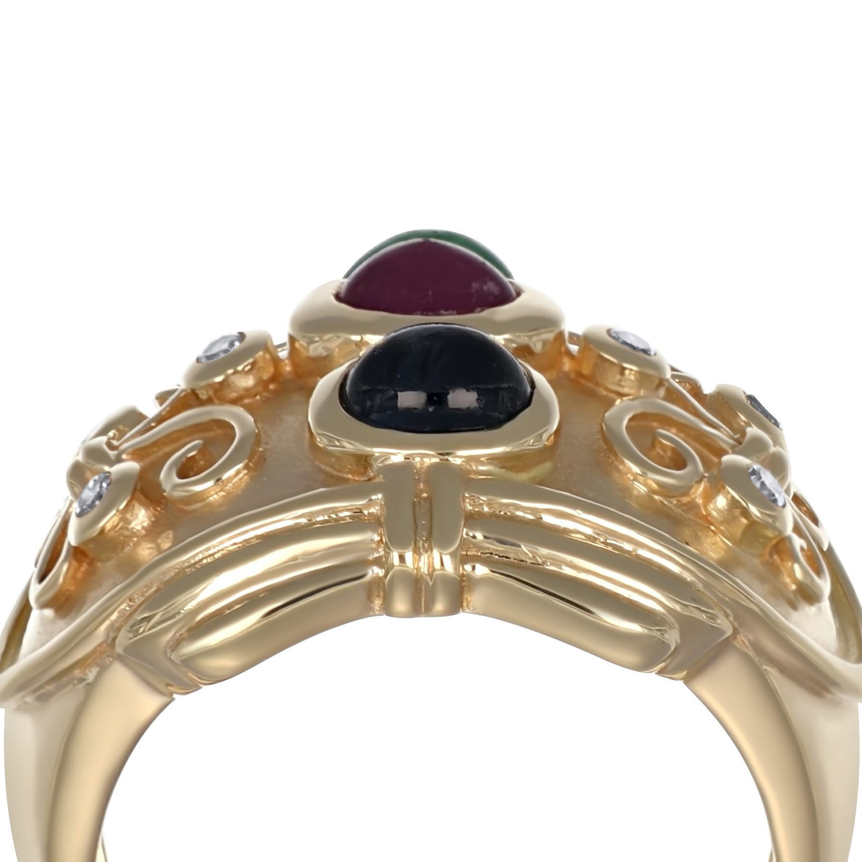 Anello - 14 carati Oro giallo, Zaffiro - Rubino - Smeraldo - Diamanti - 1.02ct. tw.