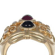 Anello - 14 carati Oro giallo, Zaffiro - Rubino - Smeraldo - Diamanti - 1.02ct. tw.