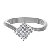 Anello - 18 carati Oro bianco - 0.24ct. tw. Diamante (Naturale)