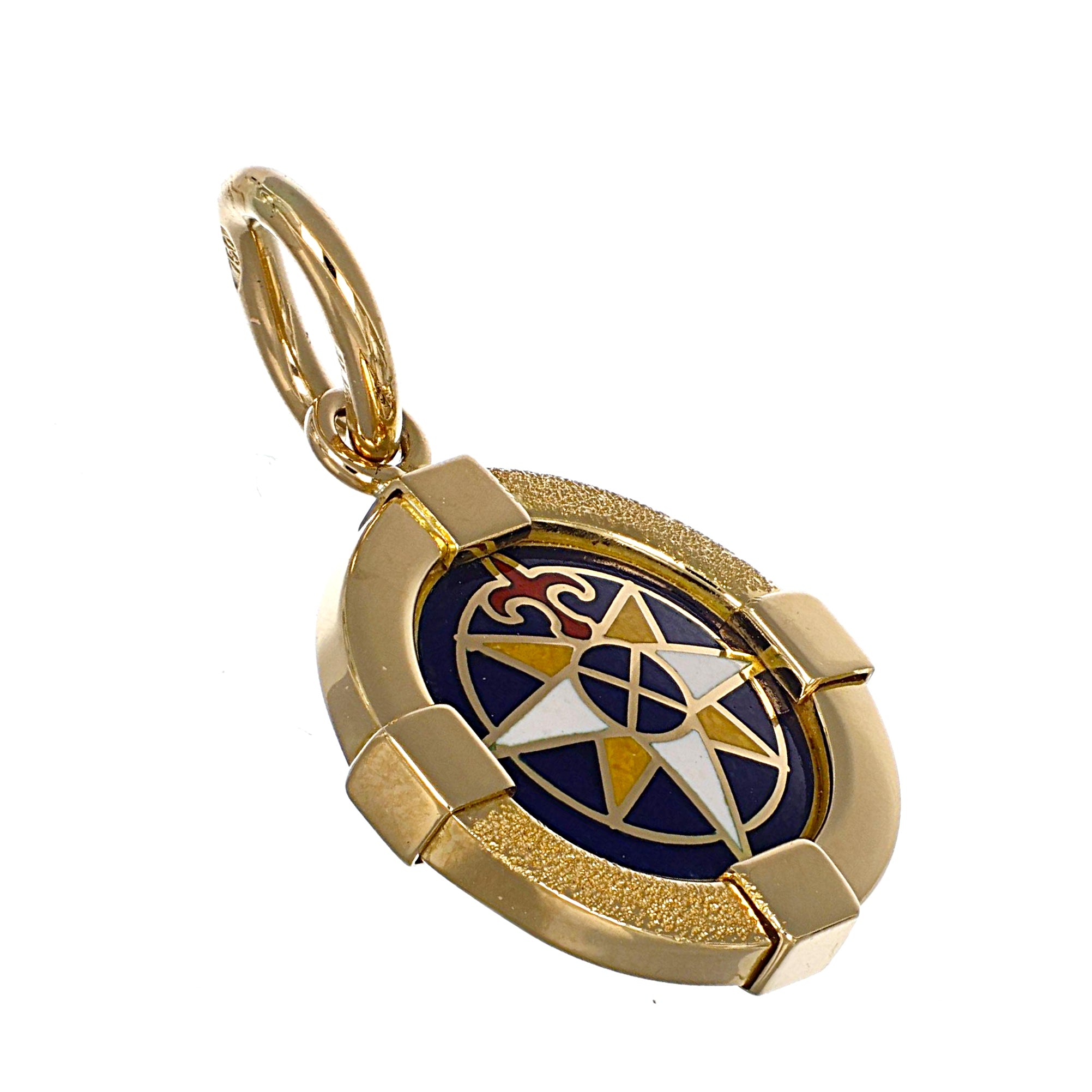 Ciondolo in Oro giallo 18 carati con superficie smaltata