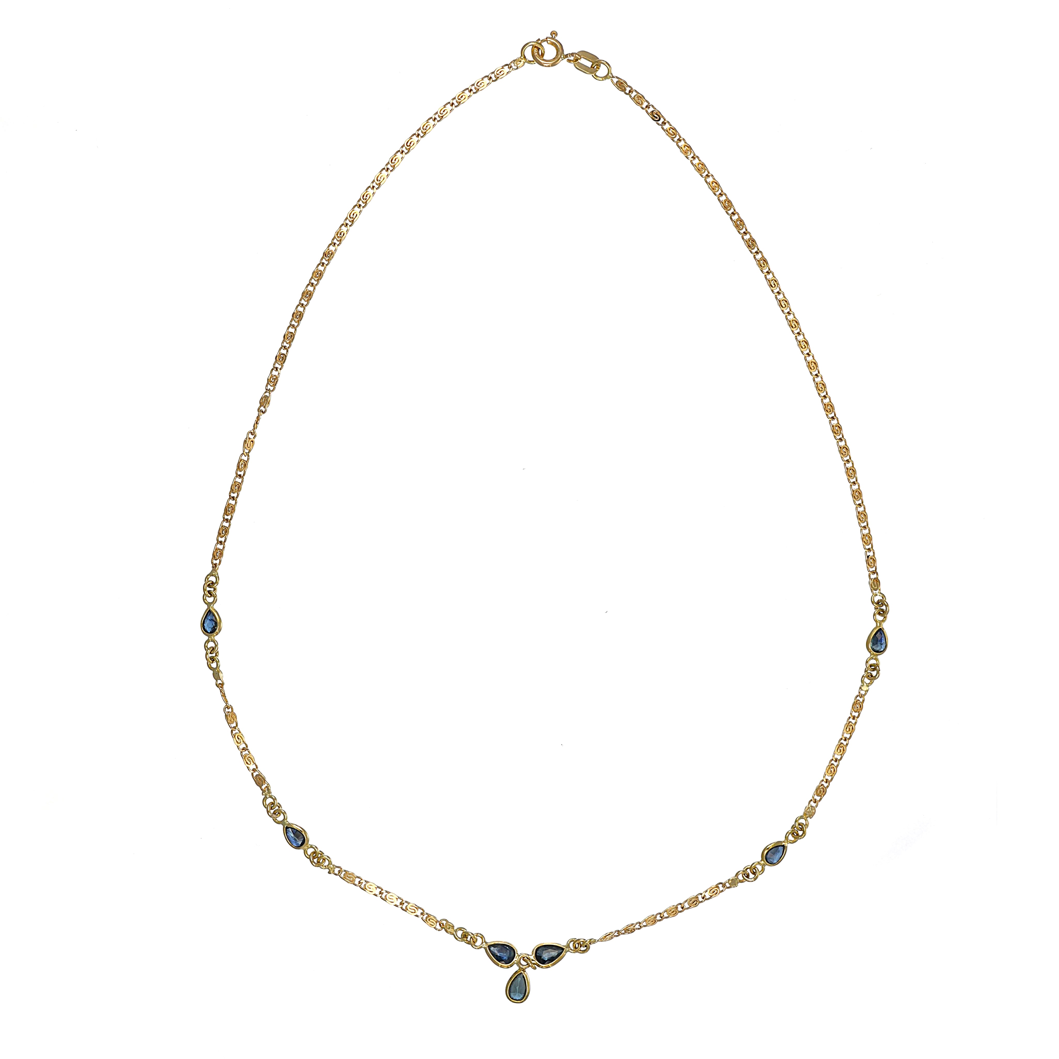 Collana - 18 carati Oro giallo - 0.85ct. tw. Zaffiro